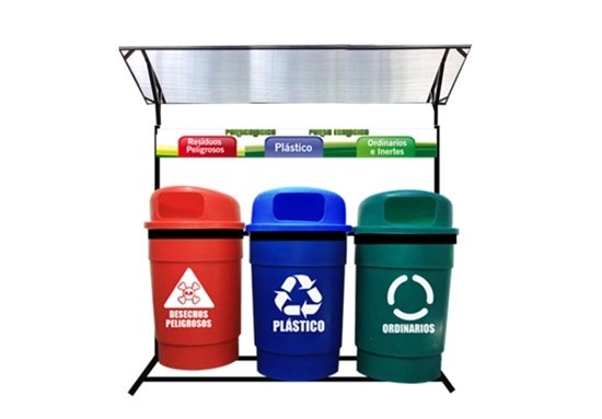 Punto ecológico con techo para exteriores