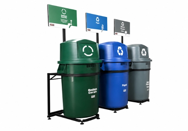 Punto ecológico Rubbermaid de 121 litros para espacios con mayor volumen de residuos