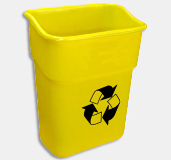 Caneca amarilla de reciclaje
